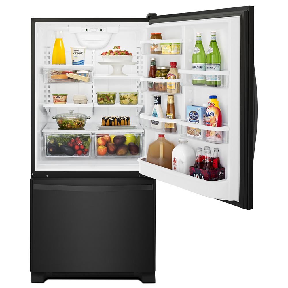 Whirlpool 18.7-cu ft Standard-Depth 30-in Wide Bottom-Freezer Refrigerator with Ice Maker ( Black ) ENERGY STAR Certified