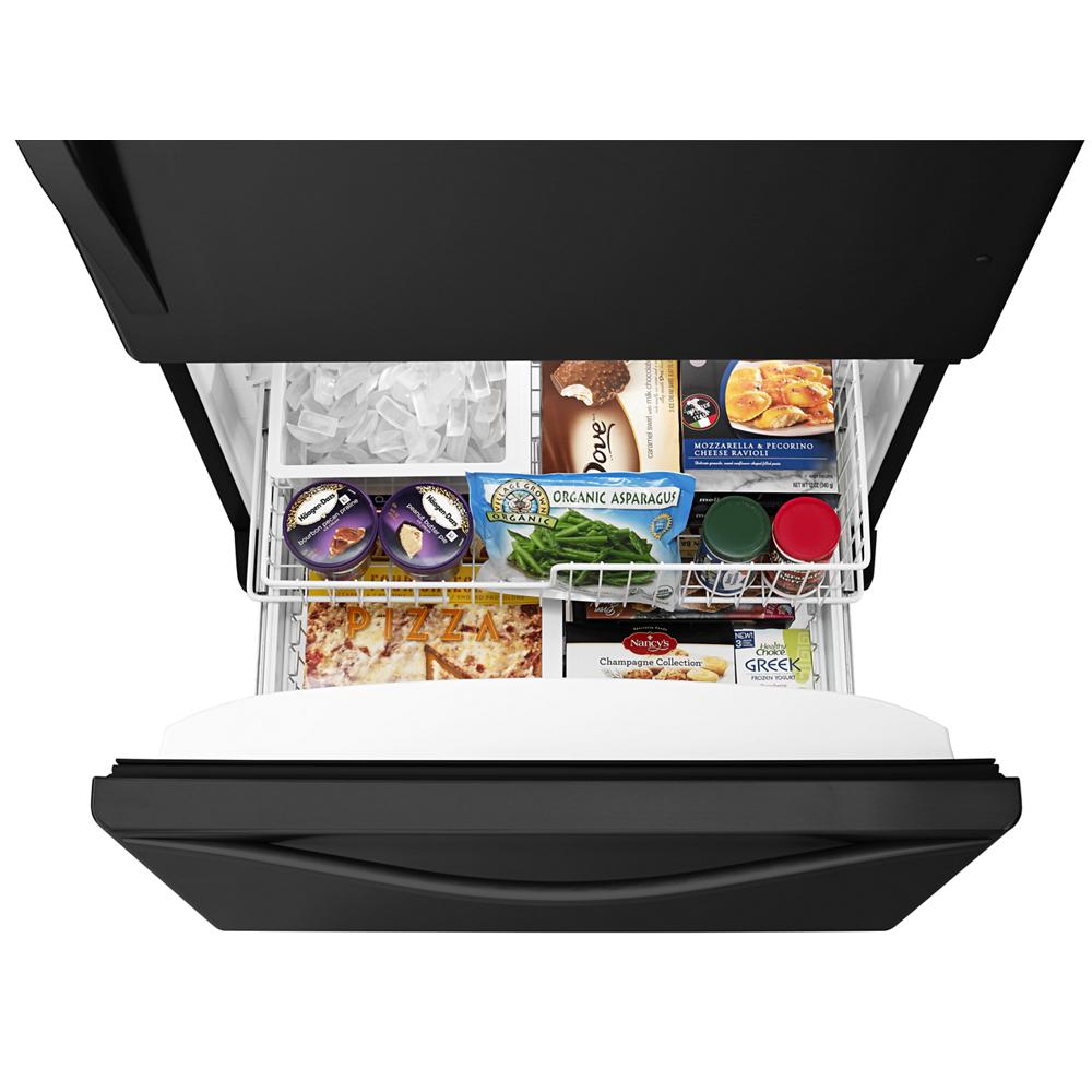 Whirlpool 18.7-cu ft Standard-Depth 30-in Wide Bottom-Freezer Refrigerator with Ice Maker ( Black ) ENERGY STAR Certified