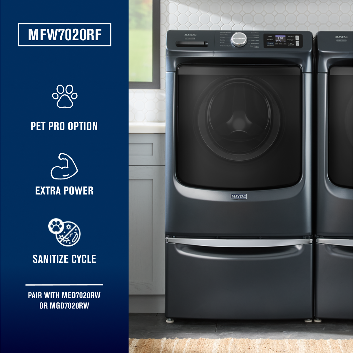 Maytag Pet Pro High Efficiency Stackable Large ( 5-cu ft ) Front Load Washer ( Midnight Steel )