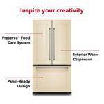 KitchenAid Counter-Depth 21.9-cu ft 3-Door 36-in French Door Refrigerator with Ice Maker with Water Dispenser (Panel Ready), KRFC302EPA *HD2510, Retail: $3,554.00, FINAL PRICE: $2,199.99 + TAX