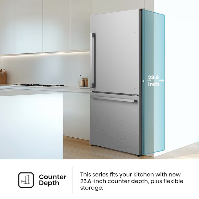 Hisense 17.2-cu ft Counter-Depth 32-in Bottom-Freezer Refrigerator (Fingerprint Resistant Stainless Steel), HRB171N6ASE *JR2511, Retail: $1,099.00, FINAL PRICE: $699.99 + TAX