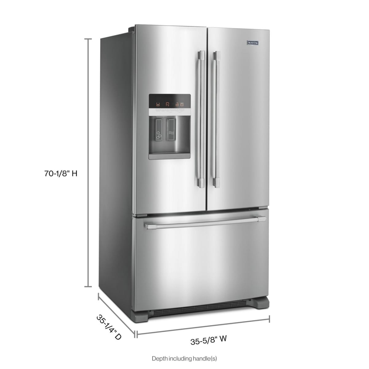 Maytag Standard-Depth 24.7-cu ft 3 -Door 36-in Wide French Door Refrigerator with Ice Maker with Water and Ice Dispenser ( Fingerprint Resistant Stainless Steel ) ENERGY STAR Certified