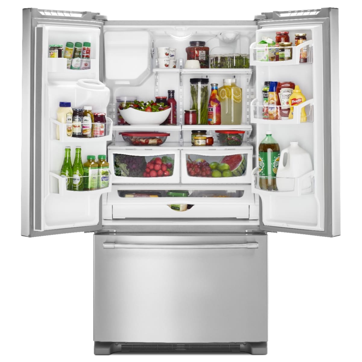 Maytag Standard-Depth 24.7-cu ft 3 -Door 36-in Wide French Door Refrigerator with Ice Maker with Water and Ice Dispenser ( Fingerprint Resistant Stainless Steel ) ENERGY STAR Certified