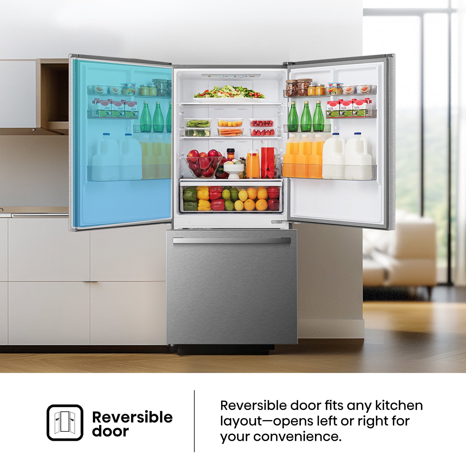 Hisense 17.2-cu ft Counter-Depth 32-in Wide Bottom-Freezer Refrigerator Fingerprint Resistant Stainless Steel ) ENERGY STAR Certified