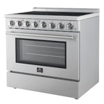 FORNO Paolo 36-in Glass Top 6 burners 5.44-cu ft Convection Oven Freestanding Electric Range ( Stainless steel