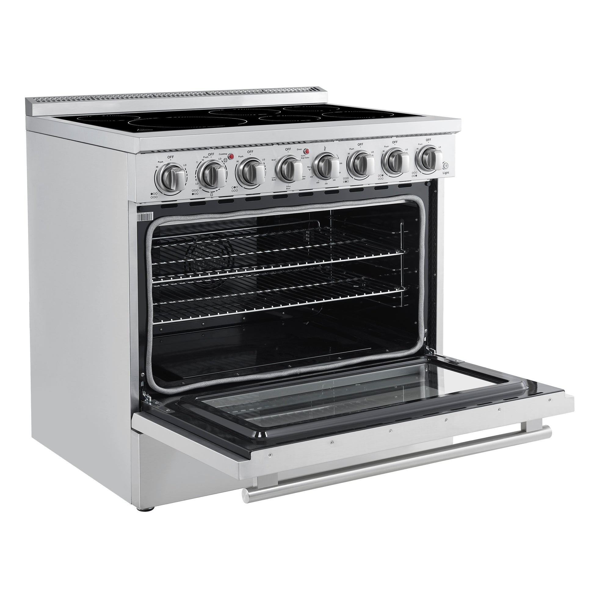 FORNO Paolo 36-in Glass Top 6 burners 5.44-cu ft Convection Oven Freestanding Electric Range ( Stainless steel