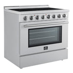 FORNO Paolo 36-in Glass Top 6 burners 5.44-cu ft Convection Oven Freestanding Electric Range ( Stainless steel