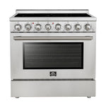 FORNO Paolo 36-in Glass Top 6 burners 5.44-cu ft Convection Oven Freestanding Electric Range ( Stainless steel