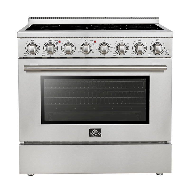 FORNO Paolo 36-in Glass Top 6 burners 5.44-cu ft Convection Oven Freestanding Electric Range ( Stainless steel