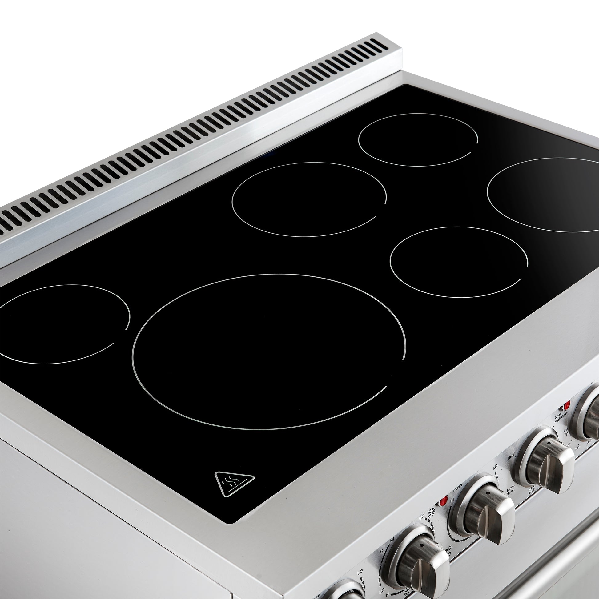 FORNO Paolo 36-in Glass Top 6 burners 5.44-cu ft Convection Oven Freestanding Electric Range ( Stainless steel