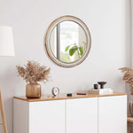 LOVMOR 28 Inch Round Wall Mirror Bathroom Vanity Wooden Farmhouse Style