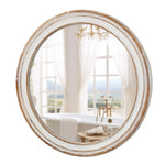 LOVMOR 28 Inch Round Wall Mirror Bathroom Vanity Wooden Farmhouse Style