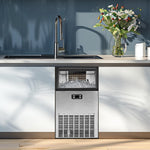 SIMZLIFE 100lbs/24H Commercial Full Size Cubes Ice Maker Machine with 33 lbs Storage and Efficient Compressor in Silver