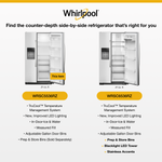 Whirlpool 20.85-cu ft Counter-Depth 36-in Wide Side-by-Side Refrigerator with Ice Maker ,Water and Ice Dispenser ( Fingerprint Resistant Stainless Finish )