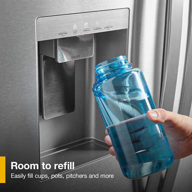 Whirlpool Standard-Depth 29.58-cu ft 3-Door French Door Refrigerator with Ice Maker with Water and Ice Dispenser (Fingerprint Resistant Stainless Finish), WRFF3536SZ/00 *JR2508, Retail: $2,999.00, FINAL PRICE: $1,499.99 + TAX