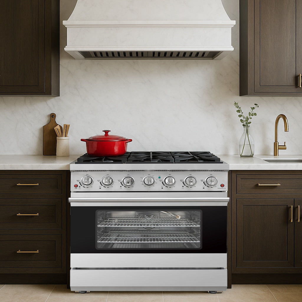 DURO 36-in 6 burners 5.5-cu ft Convection Oven Freestanding Natural Gas Range ( Stainless Steel )