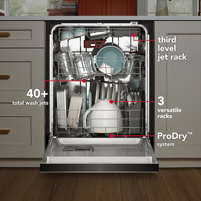 KitchenAid 24-in Top Control Built-in Dishwasher With Third Rack (PrintShield Stainless) 41-dBA, KDTS324SPS *JR2512, Retail: $1,199.00, FINAL PRICE: $599.99 + TAX