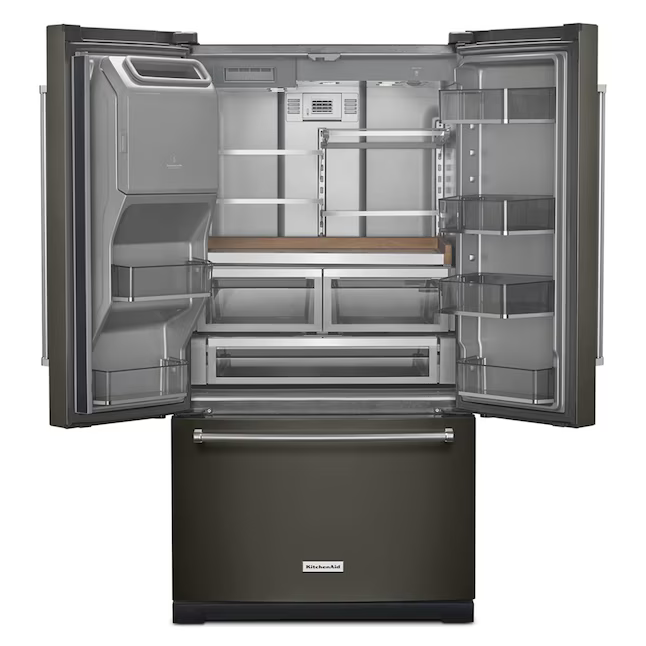 KitchenAid Standard-Depth 27-cu ft 3-Door 36-in French Door Refrigerator with Water and Ice Dispenser (Black), KRFF577KBS/03 *JR2511, Retail: $3,799.00, FINAL PRICE: $1,799.99 + TAX