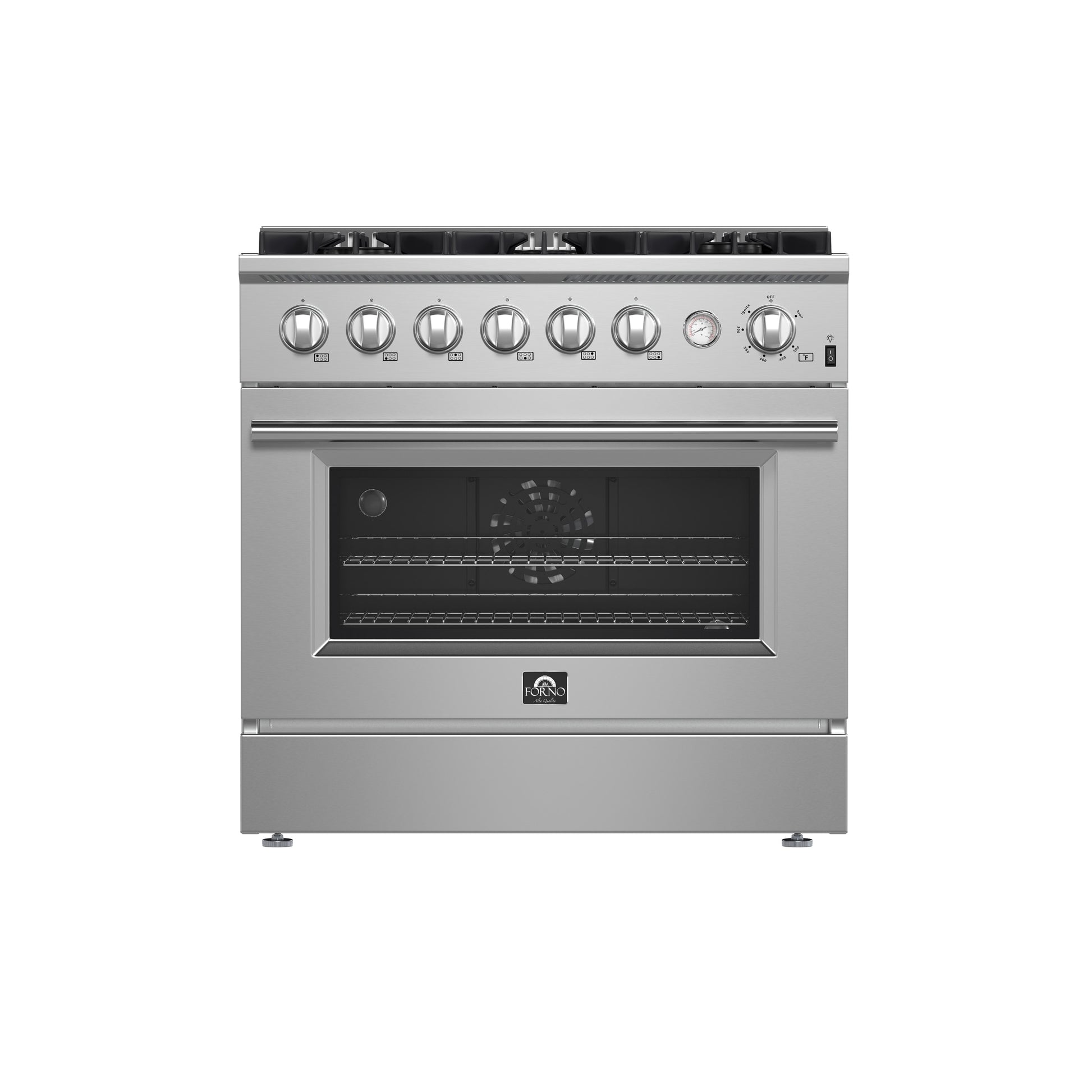 FORNO Marco 36-in 6 burners 5.32-cu ft Convection Oven Freestanding Natural Gas Range ( Stainless Steel )