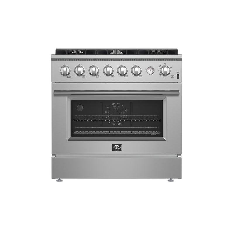 FORNO Marco 36-in 6 burners 5.32-cu ft Convection Oven Freestanding Natural Gas Range ( Stainless Steel )