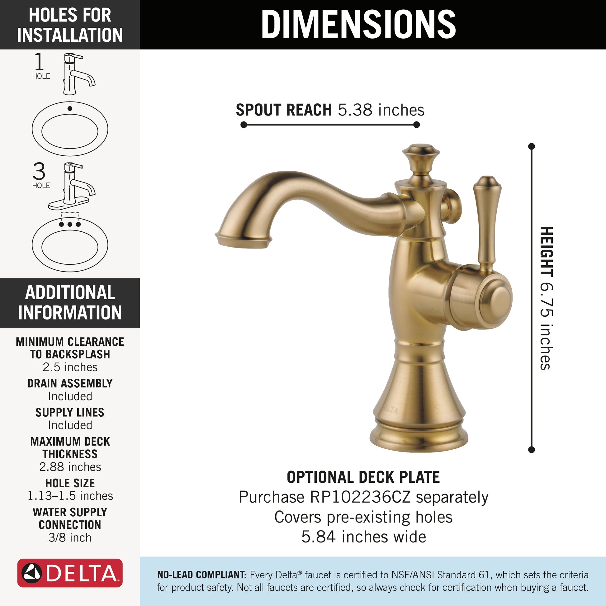 Delta Cassidy Single Handle Bathroom Faucet in Champagne Bronze, 597LF-CZMPU, MRSP: $685, FINAL PRICE: $ + TAX