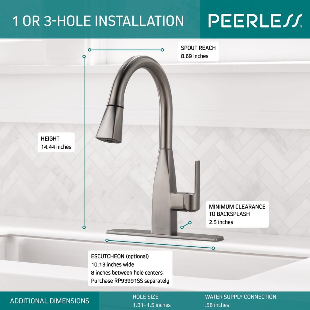 Peerless Xander Single Handle Pulldown Kitchen in Stainless Steel, P7919LF-SS, MSRP: $399.91, FINAL PRICE: $79.99 + TAX