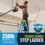 Werner FS100CZ 6-ft ( 10-ft Reach Height ) Fiberglass Type 1 - 250 lbs. Load Capacity Step ladder, FS106CZ
