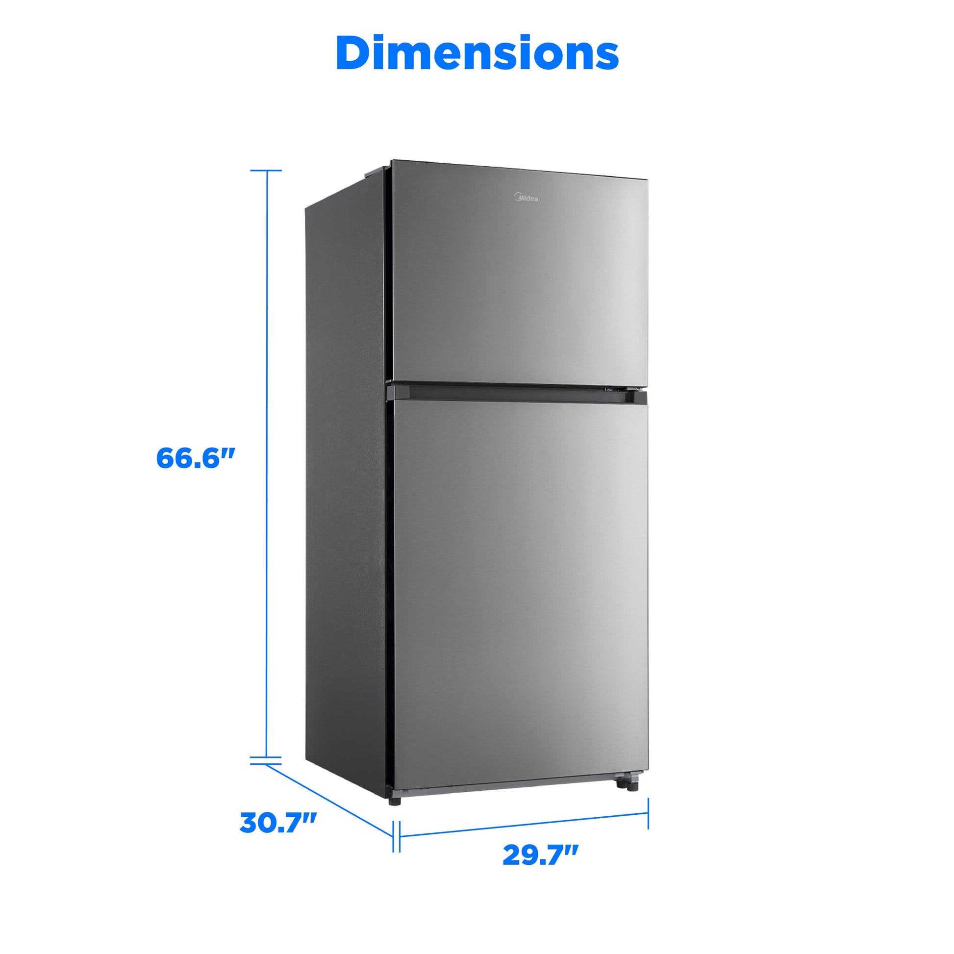 Midea Fingerprint Resistant 18.1-cu ft Standard-Depth 30-in Wide Top-Freezer Refrigerator ( Stainless Steel ) Garage Ready ENERGY STAR Certified