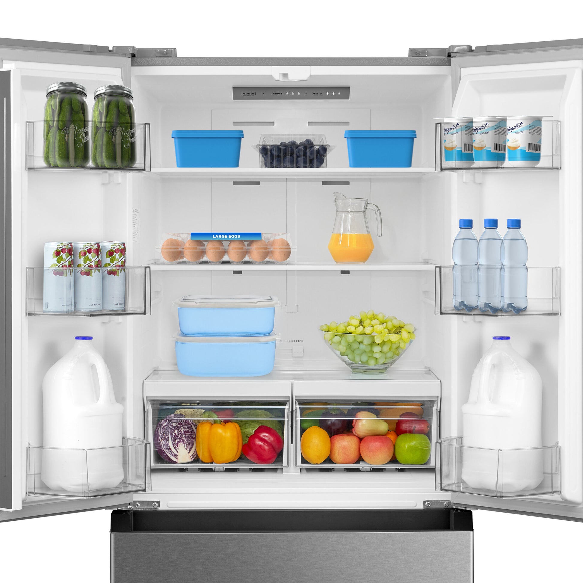 Midea Standard-Depth 18.4-cu ft 3 -Door 30-in Wide with Optional (sold separately) Ice Maker ( Stainless