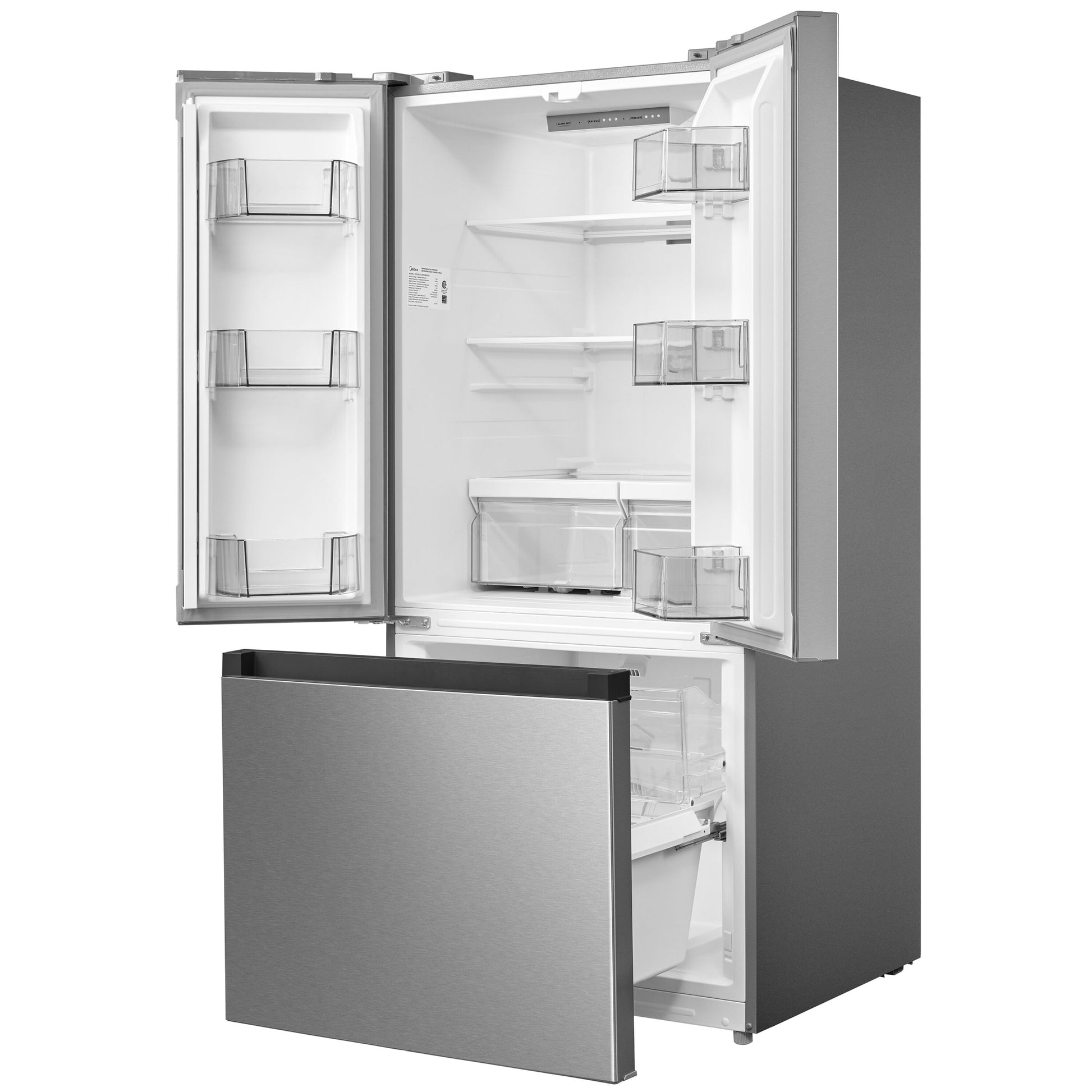 Midea Standard-Depth 18.4-cu ft 3 -Door 30-in Wide with Optional (sold separately) Ice Maker ( Stainless