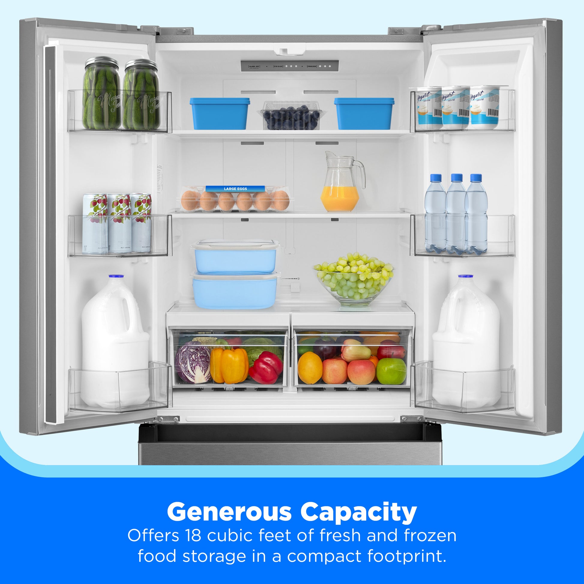 Midea Standard-Depth 18.4-cu ft 3 -Door 30-in Wide with Optional (sold separately) Ice Maker ( Stainless