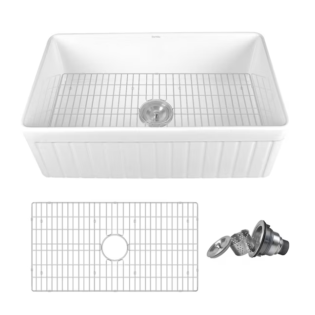DeerValley Solstice Farmhouse 33-in x 18-in Fireclay Single Bowl Kitchen Sink, DV-1K502 *HD2509, Retail: $429.95 , FINAL PRICE: $ + TAX