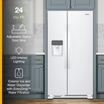 Whirlpool 24.6-cu ft Standard-Depth 36-in Side-by-Side Refrigerator with Ice Maker + Water and Ice Dispenser (White), WRS315SDHW *JR2512, Retail: $1,643.00, FINAL PRICE: $799.99 + TAX