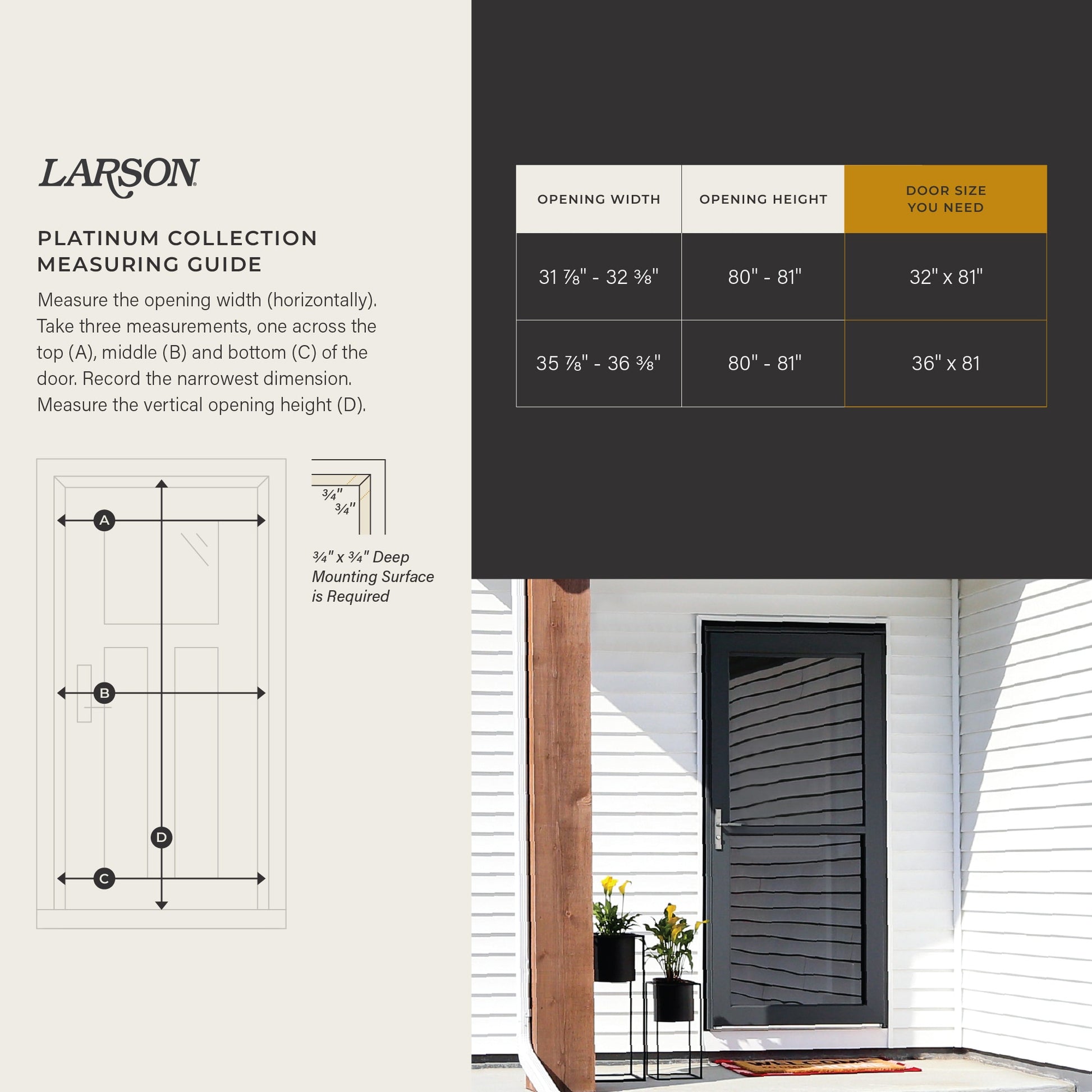LARSON Platinum Fullview 36-in x 81-in White Linen Aluminum Left-hand Outswing/Right Hinge Storm Door with Interchangeable Screen ( No handle )