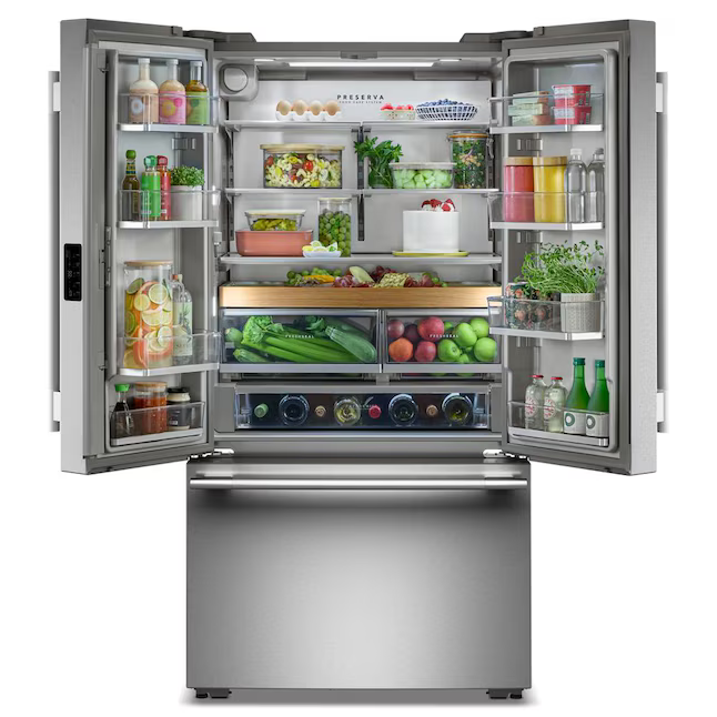 KitchenAid Counter-Depth 24.3-cu ft 3 -Door 36-in Wide French Door Refrigerator with Ice Maker with Water Dispenser ( PrintShield Stainless ) ENERGY STAR Certified