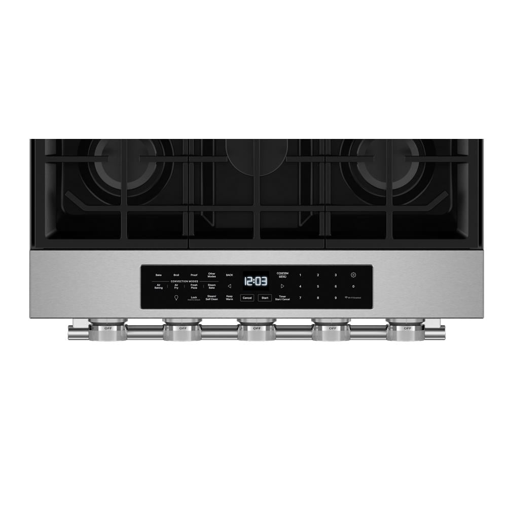 KitchenAid 30-in 5 burners 5-cu ft Air Fry Convection Oven Slide-In Natural Gas Range ( Fingerprint Resistant Stainless Steel )