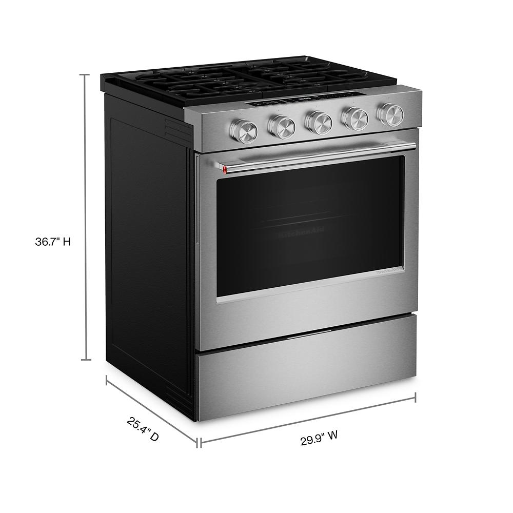 KitchenAid 30-in 5 burners 5-cu ft Air Fry Convection Oven Slide-In Natural Gas Range ( Fingerprint Resistant Stainless Steel )