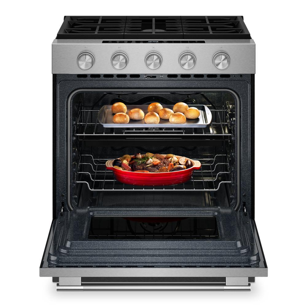 KitchenAid 30-in 5 burners 5-cu ft Air Fry Convection Oven Slide-In Natural Gas Range ( Fingerprint Resistant Stainless Steel )