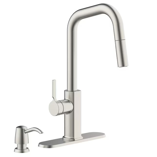 Alpine Reserve Palmetto Spot Resist Stainless Single Handle Deck-Mount Pull-down Kitchen Faucet with Sprayer (Includes Deck Plate) (Includes Soap Dispenser), FP1B4231SP #5505617 *JR2510, Retail: $Exclusive, FINAL PRICE: $89.99 + TAX