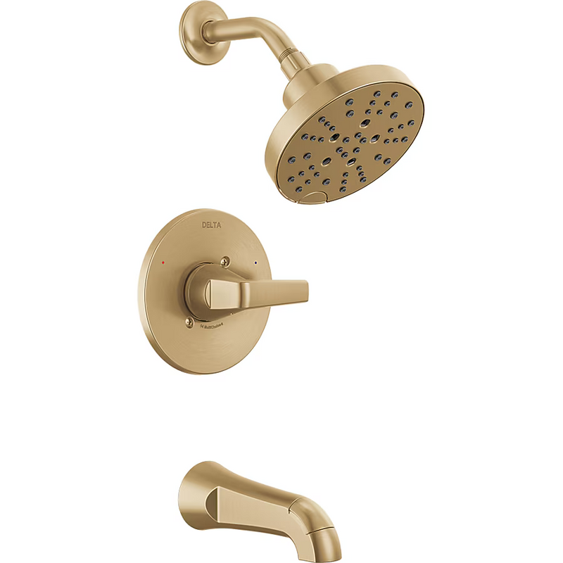Delta Sparrow Champagne Bronze 1-handle 6-in Round Bathtub and shower Faucet (Multi-function