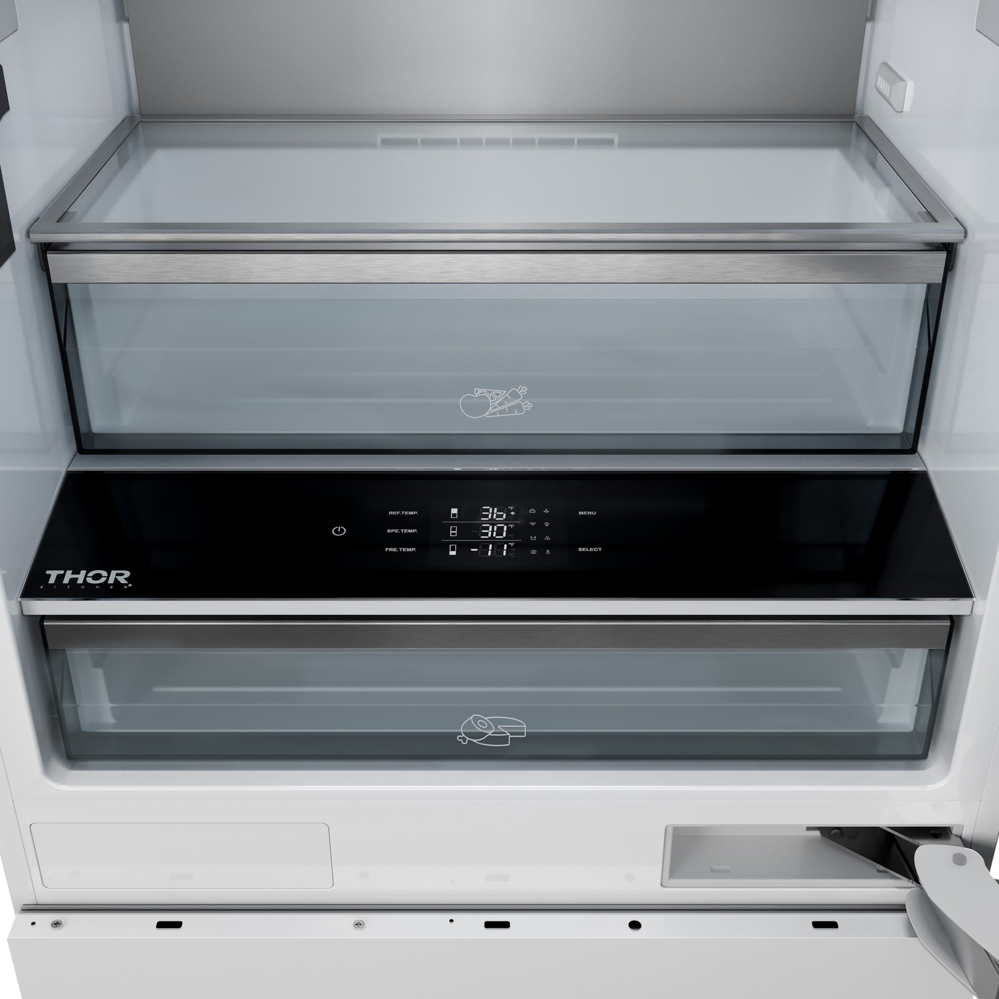 Thor Kitchen X Series 16.1-cu ft Counter-Depth 30-in Wide Built-In Bottom-Freezer Refrigerator with Ice Maker ( Custom panel ready ) ENERGY, XRF3016BBP, FINAL PRICE: $4,399.99 + TAX