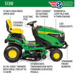 John Deere S130 42-in 22 -HP V-twin Gas Lawn tractor