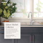 Moen Edwyn Brushed Gold Single Handle Deck-mount Pull-down Kitchen Faucet with Sprayer (Includes Deck Plate) (Includes Soap Dispenser)