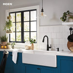 Moen Edwyn Matte Black Single Handle Deck-mount Pull-down Kitchen Faucet with Sprayer (Includes Deck Plate) (Includes Soap Dispenser)