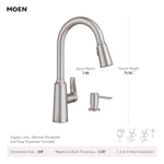 Moen Edwyn Brushed Gold Single Handle Deck-mount Pull-down Kitchen Faucet with Sprayer (Includes Deck Plate) (Includes Soap Dispenser)
