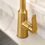Moen Edwyn Brushed Gold Single Handle Deck-mount Pull-down Kitchen Faucet with Sprayer (Includes Deck Plate) (Includes Soap Dispenser)