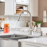 Moen Edwyn Spot Resist Stainless Single Handle Deck-mount Pull-down Kitchen Faucet with Sprayer (Includes Deck Plate) (Includes Soap Dispenser)