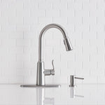 Moen Edwyn Spot Resist Stainless Single Handle Deck-mount Pull-down Kitchen Faucet with Sprayer (Includes Deck Plate) (Includes Soap Dispenser)