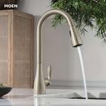 Moen Georgene Spot Resist Stainless Single Handle Deck-mount Pull-down Kitchen Faucet with Sprayer (Includes Deck Plate)