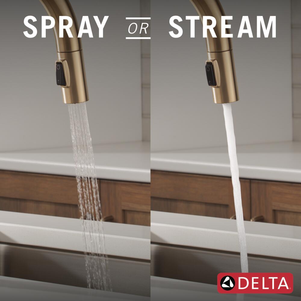 Delta Trask Gold Champagne Bronze Single Handle Deck-mount Pull-down Kitchen Faucet with Sprayer (Includes Deck Plate)